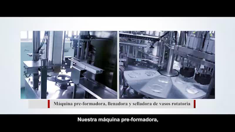 Máquina Pre-formadora, Llenadora y Selladora de Vasos Rotatoria